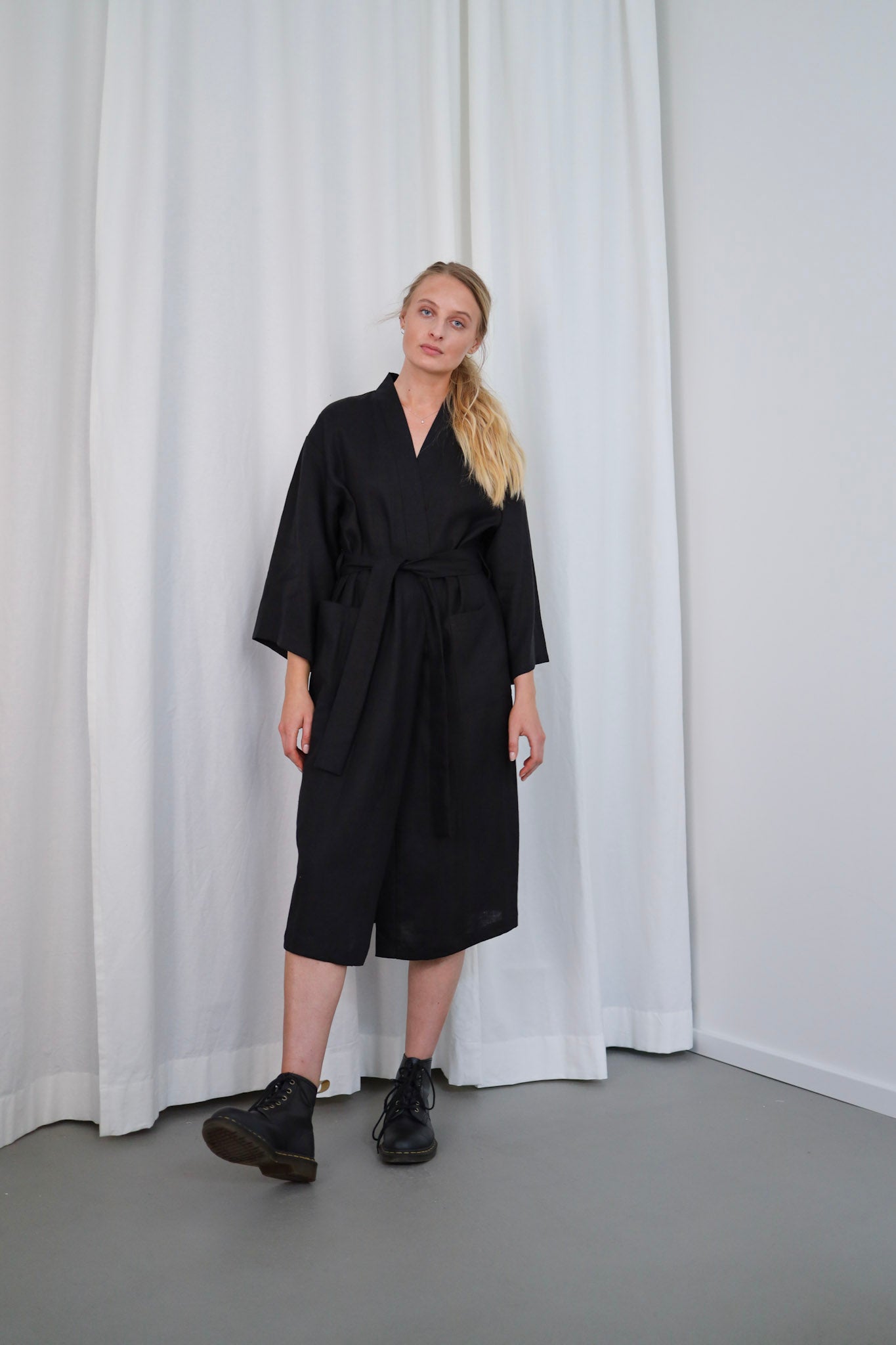 Lněné dlouhé kimono šaty GUST
